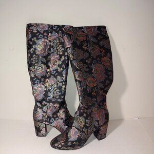 Kenneth Cole Reaction Time To Step Multicolors Floral Print Tall Boots Size 11
